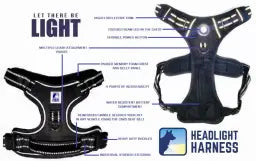 Whisker Shack Headlight Harness: Reflective LED Dog Harness - American Made, No Pull, Water Resistant