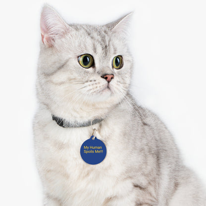 "My Human Spoils Me" on a Pet Tag