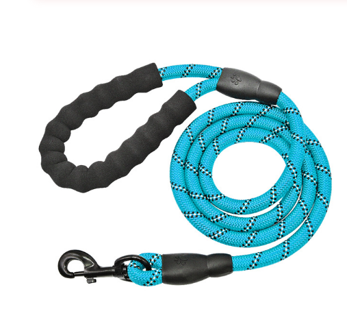 Durable Rubber Grip Pet Leash - 1.5m Polyester Rope, Various Colors