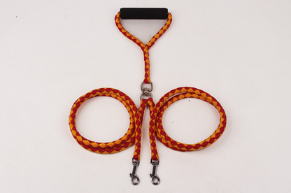 Double Dog Leash with Rubber Grip - 1.4m Polyester Rope