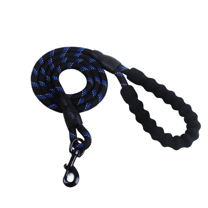 Durable Rubber Grip Pet Leash - 1.5m Polyester Rope, Various Colors