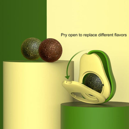 Avocado Shaped Wall Ball Licking Toy, with Catnip and Gall Fruit Inserts