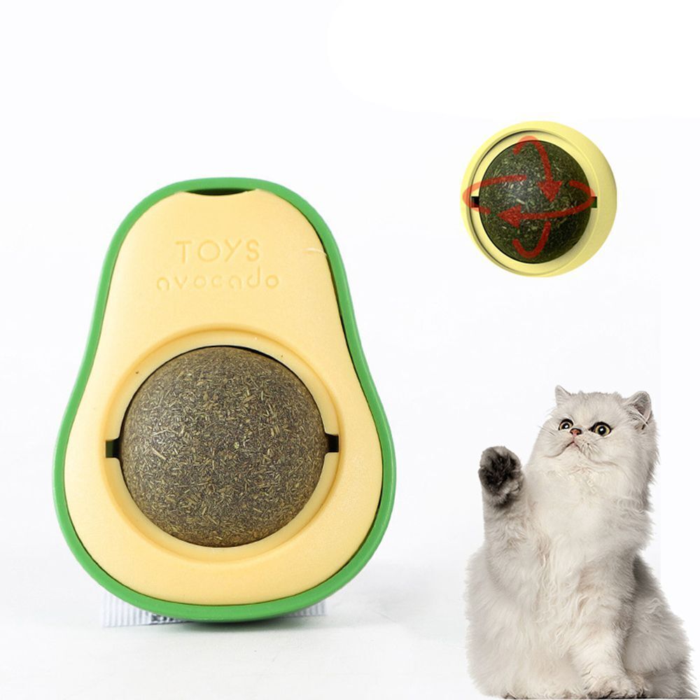 Avocado Shaped Wall Ball Licking Toy, with Catnip and Gall Fruit Inserts