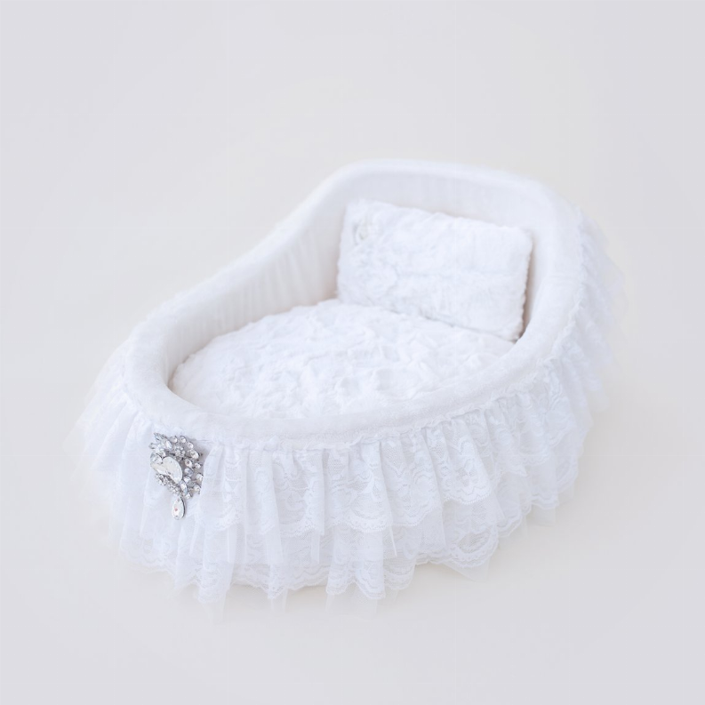 Hello Doggie Crib Dog Bed: American-Made Lace Trimmed Luxury Pet Bed