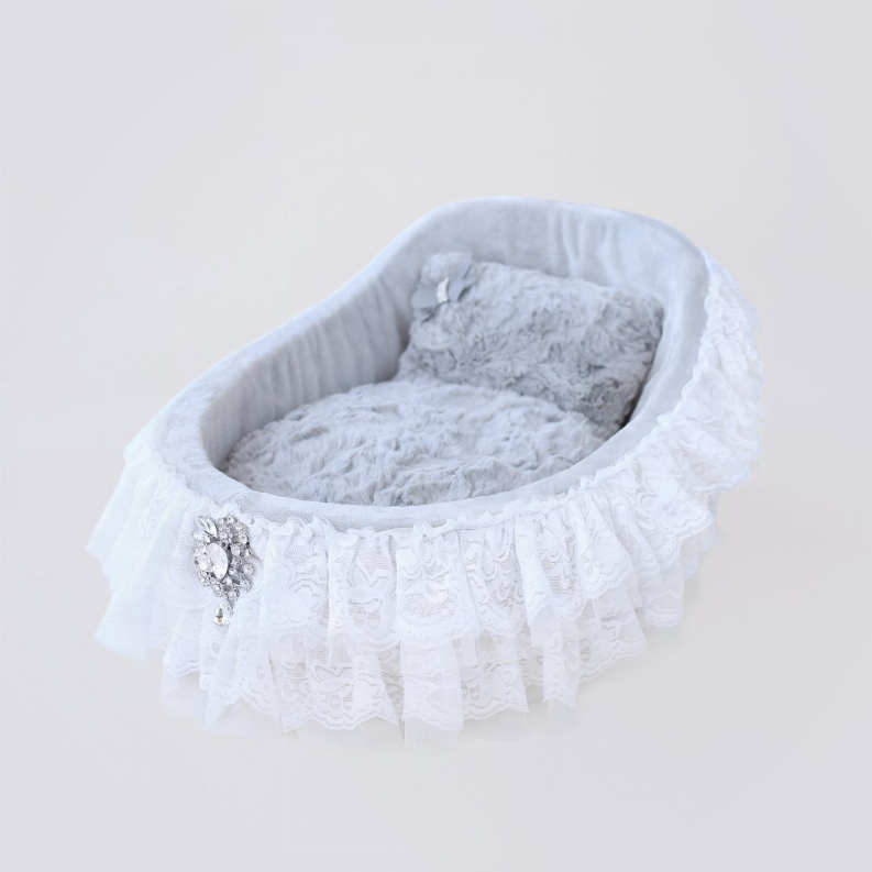 Hello Doggie Crib Dog Bed: American-Made Lace Trimmed Luxury Pet Bed