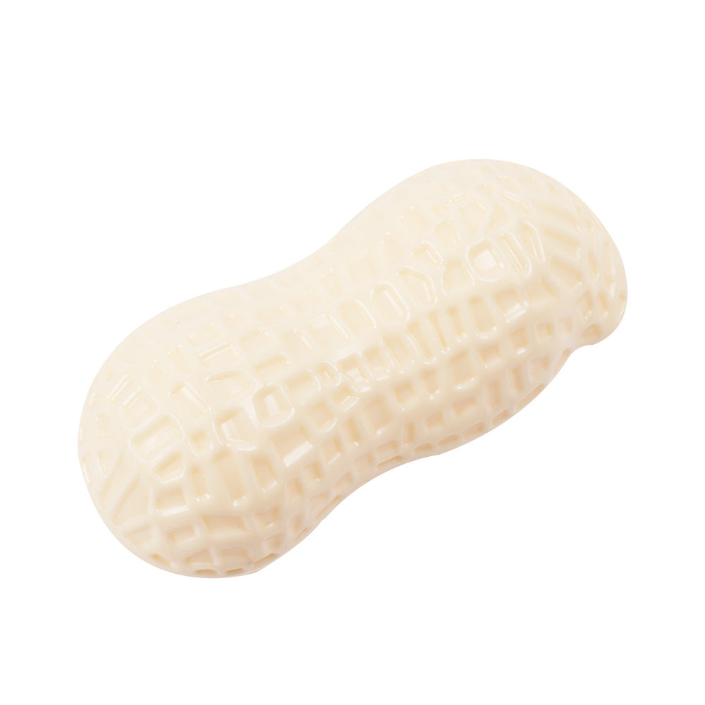 Peanut Shaped Squeaky Rubber Chew Toy with Teeth Cleaning Technologies