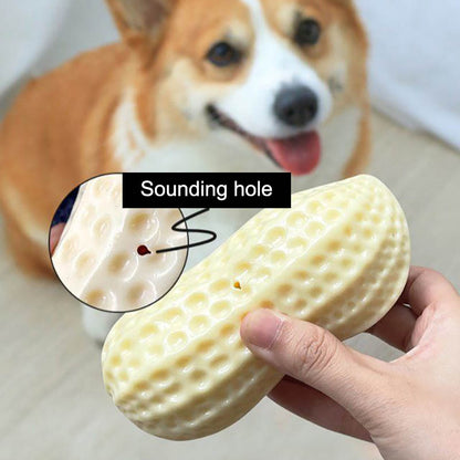Peanut Shaped Squeaky Rubber Chew Toy with Teeth Cleaning Technologies