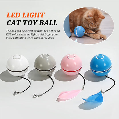 FeatherGlow USB PurrBall.....Cat toys with LED, USB charged cat toys, Interactive cat toys with feather, Best LED cat balls, Innovative cat play accessories