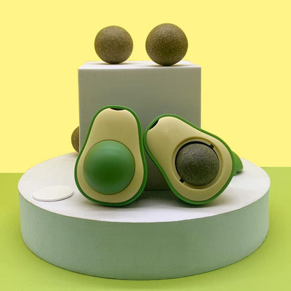 Avocado Shaped Wall Ball Licking Toy, with Catnip and Gall Fruit Inserts