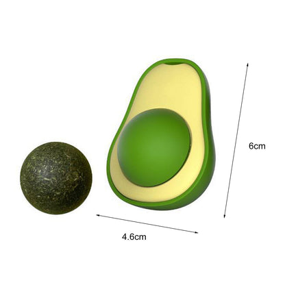 Avocado Shaped Wall Ball Licking Toy, with Catnip and Gall Fruit Inserts