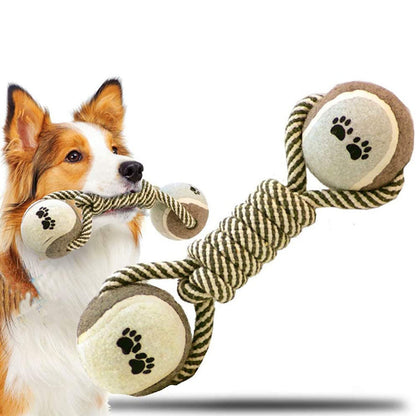 Unique Double Ball Rope Chew Toy for Dogs with Teeth Cleaning Technologies